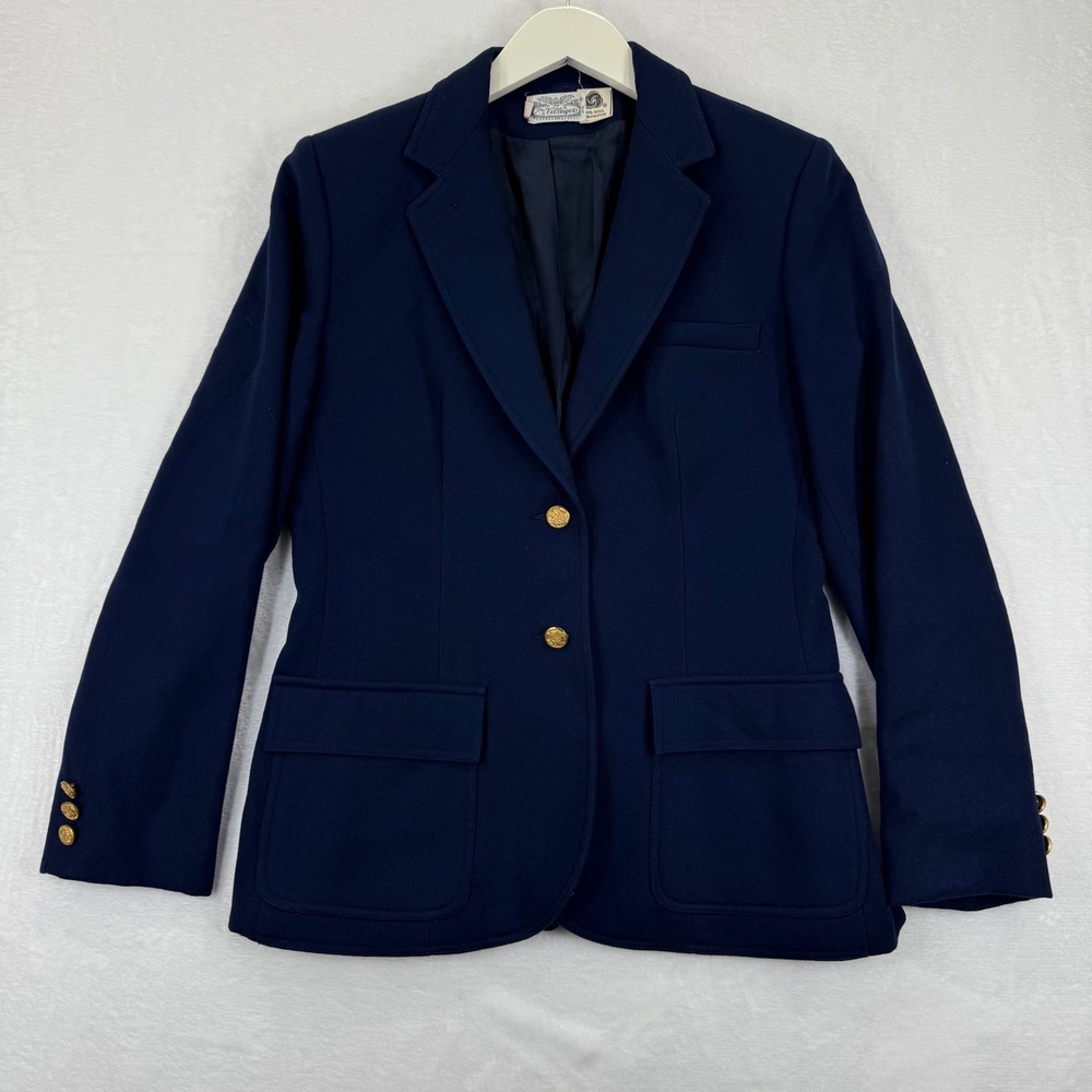 The Villager Navy Blazer Gold‎ Button Wool Blend Women's Size 12 Read